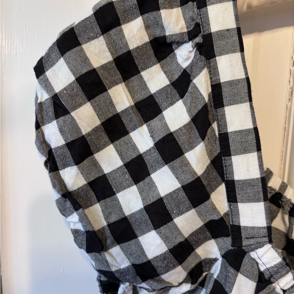 Madewell Size M Black White Gingham Puff Sleeve Button Front Top Parisian Vibes - Picture 3 of 6